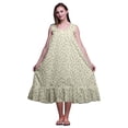 thumbnail image 1 of Bimba China Ivory Floral Roses & Ranunculus Mid Calf Nightwear Ladies Cotton Printed Sleeveless Night Gown Maxi Dress Small, 1 of 6