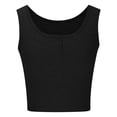 thumbnail image 5 of WEIWEN Cropped Tank Tops for Women Summer Basic Scoop Neck Button Camisole Tops Casual 2026 Sleeveless Henley Shirts Black, M, 5 of 6