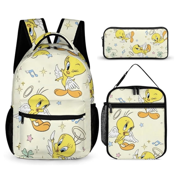 Tweety Three-Piece Backpack Set: Includes A High-Quality Backpack Lunch Bag And Pencil Case One size