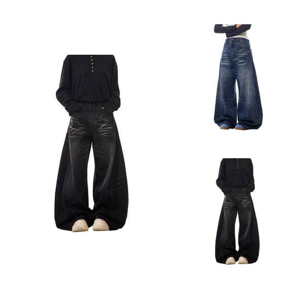 Baggy Jeans Women 2026 Trendy High Waisted Casual Loose Extra Long Wide Leg Denim Pants with Pockets Streetwear