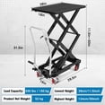 thumbnail image 3 of Hydraulic Lift Table Cart 330 lbs Capacity 50 In Double Scissor Lift Table with Locking Wheels and Non-Slip Platform for Material Handling Black, 3 of 7
