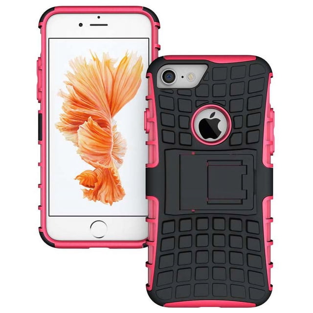 Nakedcellphone PINK GRENADE GRIP RUGGED TPU SKIN HARD CASE COVER STAND FOR APPLE iPHONE 7/8