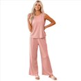 thumbnail image 2 of Pijama de Verano Sin Mangas para Mujer, de Punto Acanalado, Suave, Color Rosa Raíz de , Talla L, 2 of 9