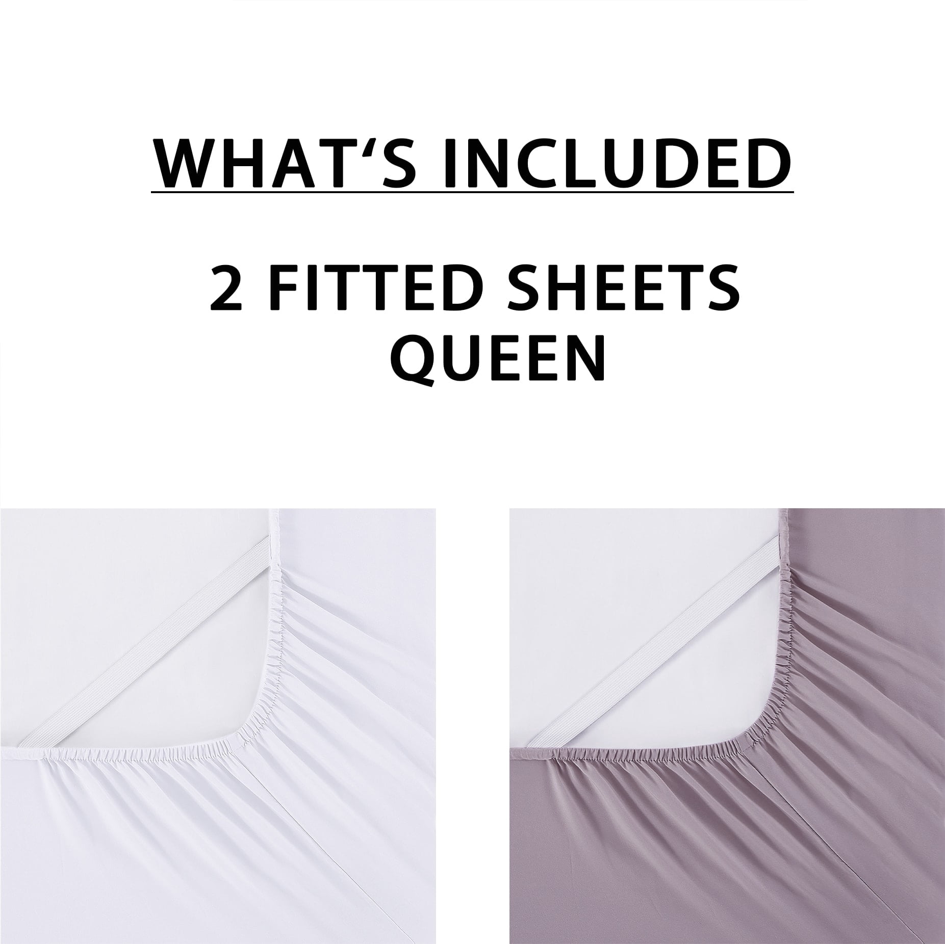 Mainstays Super Soft Microfiber 2-Pack Fitted Sheet, Queen, Hazy Purple/ Arctic White, 2 Piece