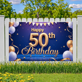 thumbnail image 5 of Colorful Design Happy Birthday Banner Decorative Balloons 50th Celebration Backdrop for Birthday Party Indoor Event Photo Shoot, 5 of 8