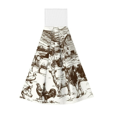 

Easygdp Farm Animals Kitchen Hand Towels Hanging Tie Towels Fast Drying Dish Cloth with Loop for Bathroom Restroom Home Decor