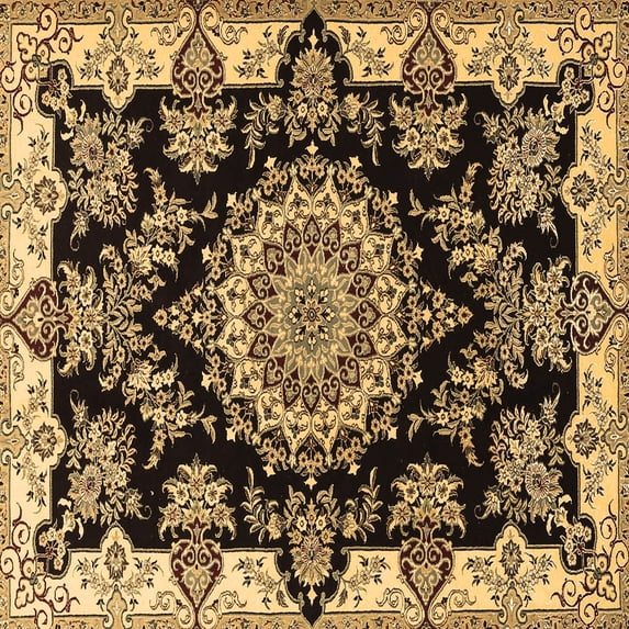 Ahgly Company Indoor Square Medallion Brown Traditional Area Rugs, 7' Square