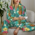 thumbnail image 5 of KLL Pineapple Print Women's Long Sleeve Pajamas with Pants Sleepwear Loungewear 2 Set-X-Large, 5 of 7