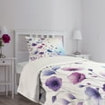 thumbnail image 4 of Ambesonne Purple Quilted Bedspread Set 2 Pcs, Wild Pansy Flowers Art Print, Twin Size, Violet Quartz Sea Blue, 4 of 4