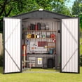 thumbnail image 5 of Asofer 6'x4' & 8'x6' Combo Metal Storage Shed, Galvanized Steel Lockable Outdoor Tool Shed for Backyard Patio All Weather, 5 of 10