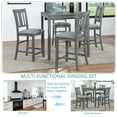 thumbnail image 3 of UHOMEPRO Dining Table Set for 4, Modern Counter Height Kitchen Table with 4 Upholstered Chairs, 5 Piece Solid Wood Dining Room Set, Farmhouse Kitchen Dining Table set of 4 for Home, Gray Style A, 3 of 9