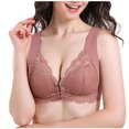 thumbnail image 4 of LoyisViDion Women Lace Patchwork Bra Wire Free Underwear One-Piece Bra Everyday Underwear Coffee L, 4 of 6