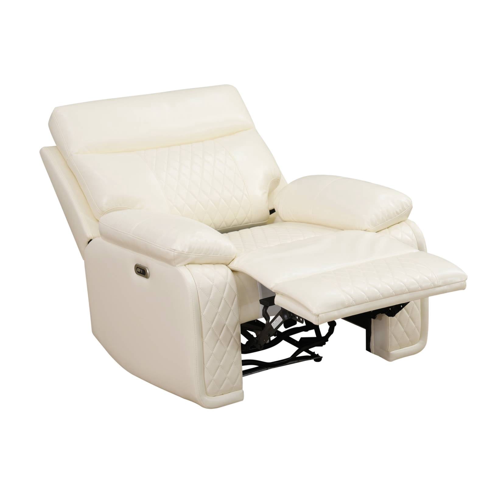 Electric Power Recliner Chair with LED, Adjustable Headrest Leather Recline Home Theater Seating with USB Port, Beige