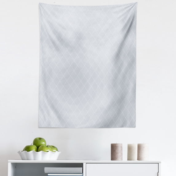 Geometric Tapestry, Continuous Pattern with Modernistic Diagonal Striped Rhombuses, Fabric Wall Hanging Decor for Bedroom Living Room Dorm, 5 Sizes, Pale Purpleblue White, by Ambesonne