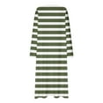 thumbnail image 4 of JUSLIO Womens Nightgown Striped Loungewear Long Sleeve Robes Round Collar Pajama Green Sleepwear Nightgowns Nightgown Sleep Dress, 4 of 6