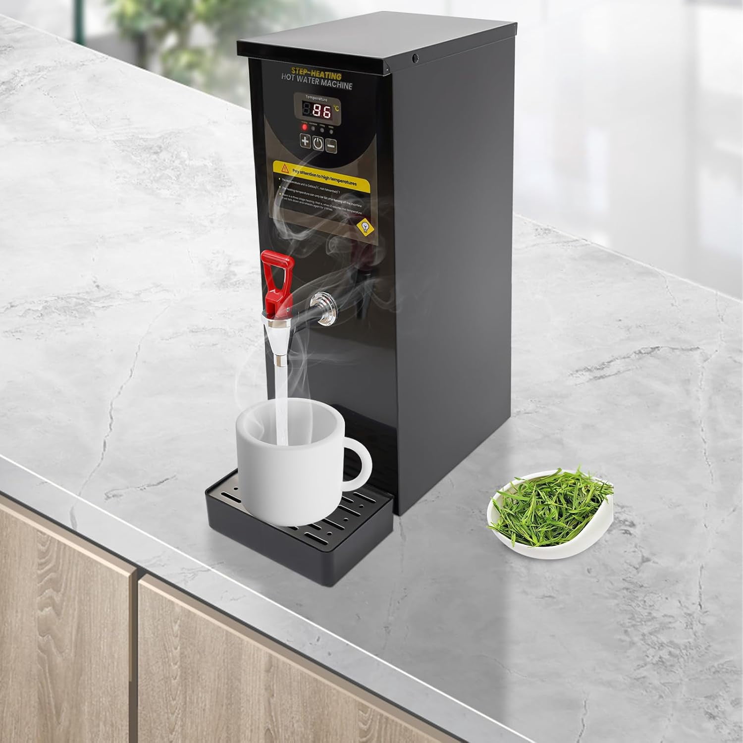 Hot Water Dispenser Electric Water Boiler And Warmer, 2000W Rapid Heating Tea Coffee Water Machine Stainless Steel Commercial Hot Water Maker for Restaurant, Hotel, Home, Office (Black)