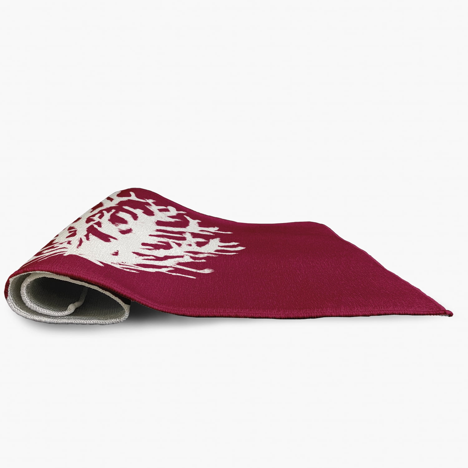 5' Round Simply Daisy Big Seaweed Beach Style Chenille Area Rug, Maroon Red