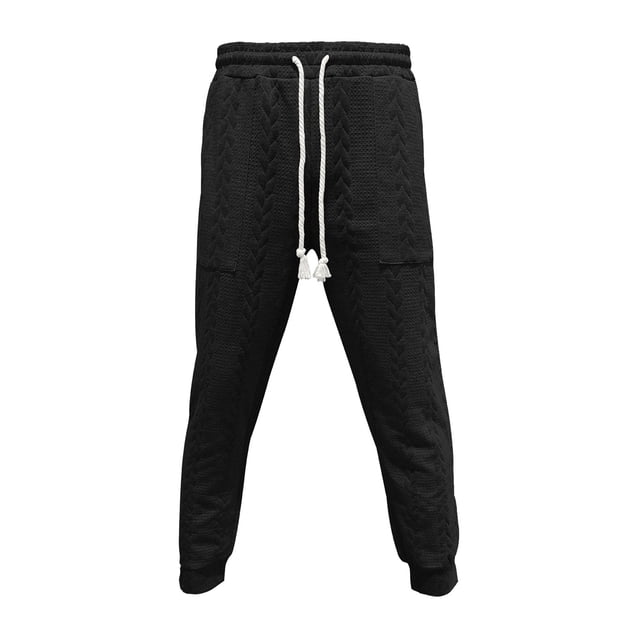 Zszcpp High Waisted Pants Men'S Autumn Winter Comfortable Solid Color Jacquard Drawstring Pencil Tapered Trousers Casual Trouser