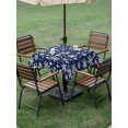 thumbnail image 3 of Outdoor Tablecloth with Umbrella Hole and Zipper, Christmas Snowflakes Square Table Cloth 54x54 Inch Waterproof Tablecloth, Xmas Winter Watercolor Navy Blue Picnic Table Cover for Patio Camping, 3 of 7
