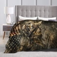 thumbnail image 4 of Wolf Fleece Throw Blanket, Fierce Grey Wolf with American Flag Patriotic Art Print, Soft Warm Lightweight Blanket for Sofa Couch Bed, Home Decor All Season 60x50, 4 of 6