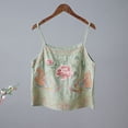 thumbnail image 2 of Womens Tank Tops Cotton Linen Retro Embroidered Vacation Summer Tank Tops for Women Green 3Xl, 2 of 5
