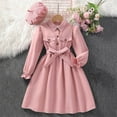 thumbnail image 3 of OGLCCG Vintage Dresses for Girls Retro Long Puff Sleeve Front Bow Tie Midi Dress with Hat Button Up Elegant A-Line Party Holiday Dresses 8-13 Years, 3 of 7