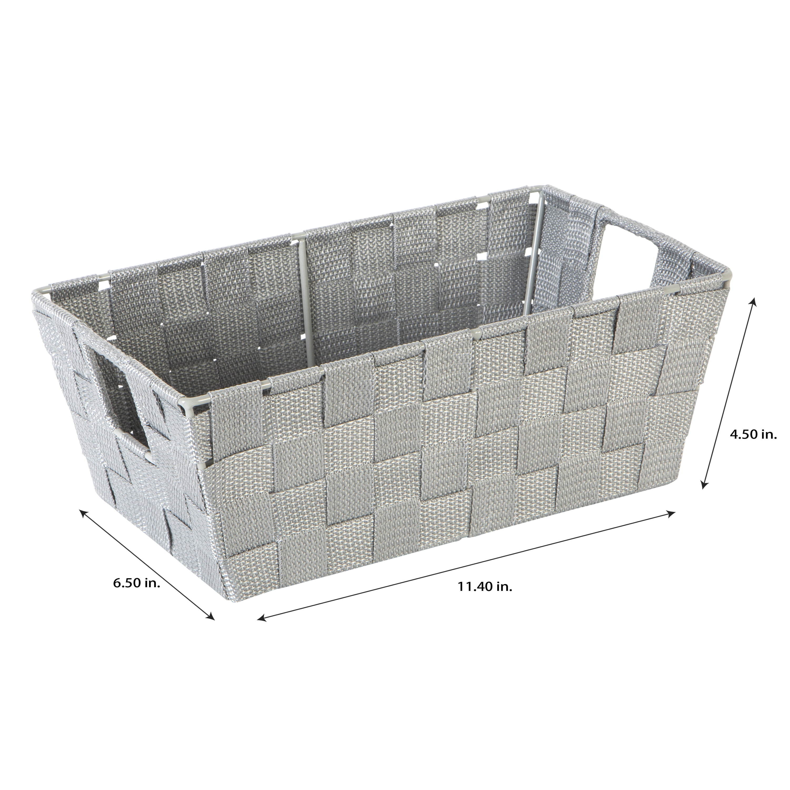 Simplify 2 Pack Small Woven Storage Shelf Basket in Grey