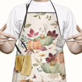 thumbnail image 2 of Fall Pumpkins and Autumn Leaves Pattern Apron-Garden Aprons for Women with Pockets-Cotton Linen Waterproof Kitchen Cooking Gardening Aprons Adjustable for Kitchen,Cooking,BBQ and Salon 33"x27", 2 of 7