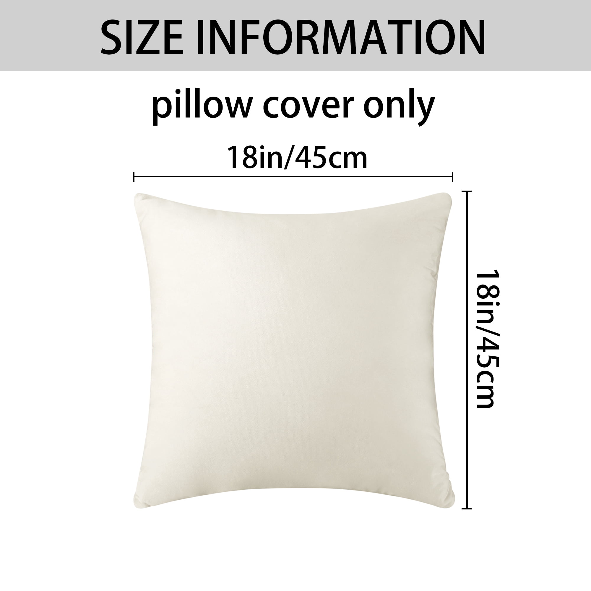 Unique Bargains Velvet Modern Zipper Cushion Decorative Throw Pillow Covers (2 Count) Beige 18" x 18"