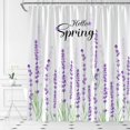 thumbnail image 3 of Hello Spring Lavender Shower Curtain Purple Floral Nature Flower Plant Leaves Girl Woman Home Fabric Bathroom Decor Set with Hooks,(84" Wx70 H), 3 of 4