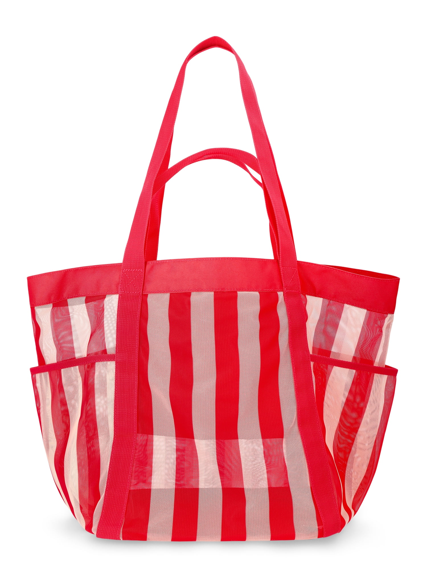 No Boundaries Women's Mesh Tote Bag, Coral Stripe