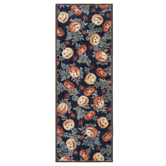 Jack O'lantern Printed Runner, 2'6"x7', Polyester pile