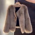 thumbnail image 2 of Auutmn Winter Lady Cardigan Coat Furry Plush Buckle And Strap Decor V Neck Long Sleeves Thickened Solid Color Faux Fur Knitted Sweater Jacket, 2 of 8