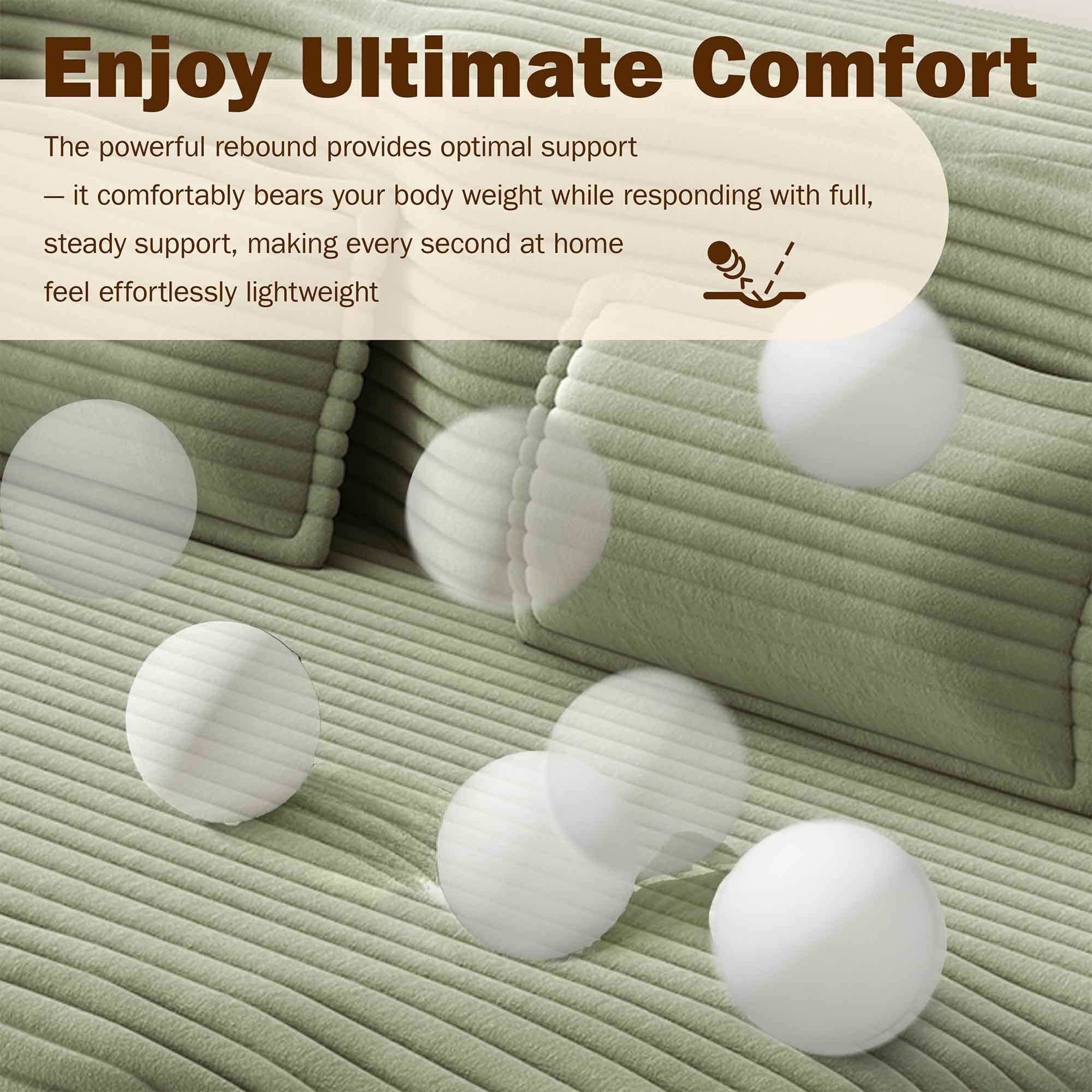Lunale Full Size Convertible Sofa Bed, Boneless Cloud Couch, Folding Floor Sleeper Sofa for Living Room, Green Corduroy