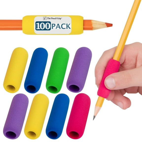 The Pencil Grip The Classics Soft Foam Pencil Grips, Ergonomic Writing Aid For Lefties And Righties, 1.5 Inch Long, Assorted Colors, 100 Count Classpack