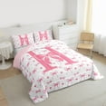 thumbnail image 3 of Homewish Initial Alphabet H Girl 2pcs Bedding Comforter Set,Kawaii Pink Bowtie Twin Comforter Sets,Dreamy Princess Breathable Bedding Set,Super Cozy Room Decor,Reversible, 3 of 8