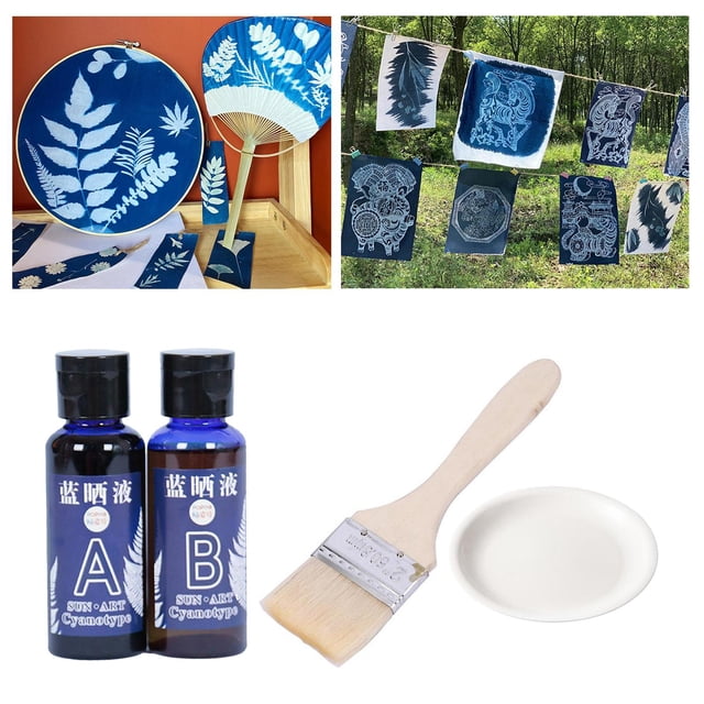 para papel, incluido con guantes de cepillo, delantal de paja - - Haga su propio papel sensible a la luz, impresiones solares 50ml perfecl Cianotipo Jacquard