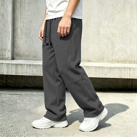 Frostluinai Kids Sweatpants Boys Baggy Open Bottom Joggers Elastic Waist Thin Fleece Line Sweat Pants Warm Solid with Pocket 5-15 Years