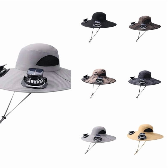 AJGRHE Solar Fan Hat For Outdoor Sun With Portable Cap Light Gray One Size