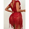 thumbnail image 3 of Conjunto de lencería de encaje Floral para mujer, disfraces eróticos de Navidad, perspectiva femenina, pijamas, ropa sexual, 3 piezas, 3 of 4