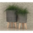 thumbnail image 4 of DecMode 12", 15", 17"H Indoor Outdoor Black Fiberclay Planter with Wood Legs (3 Count), 4 of 16