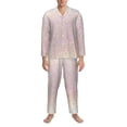 thumbnail image 3 of Yiaed Glitter Light Pearl Print Men’s Pajamas Set - Long Sleeve Button Down Sleep Shirt and Pajama Bottoms Sleepwear Set Mens Pjs Sets Men's Pajama Bottoms-XX-Large, 3 of 7