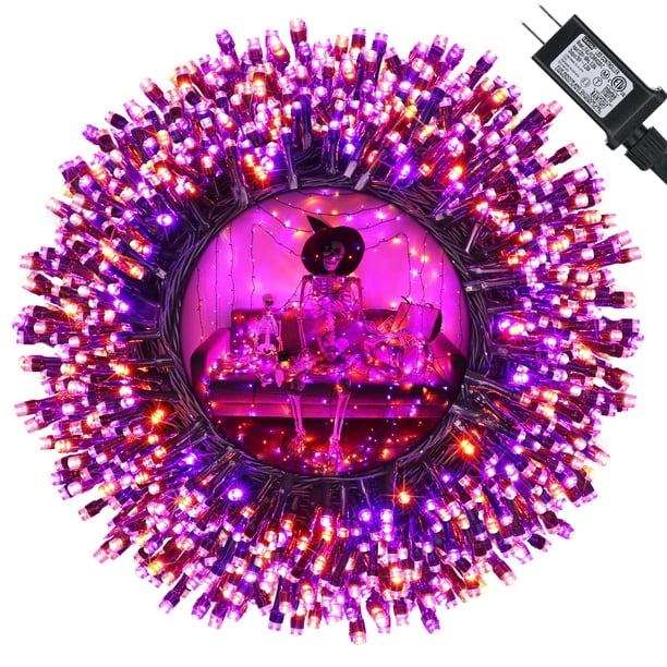Luces de Halloween Janubio, naranja y morado, 35 m, 300 LED, 8 modos
