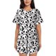 thumbnail image 1 of Fotbe Cute Panda Face Conjunto de Pijama Estampado para Mujer, 2 Piezas, Ropa de Dormir con Camiseta de Manga Corta y Shorts Suaves-Small, 1 of 6