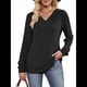thumbnail image 1 of Blusa de Larga con Cuello en V para Mujer, Blusa Informal de Otoño, Suéter Tipo Túnica, Ropa de Moda. Negro S, 1 of 4