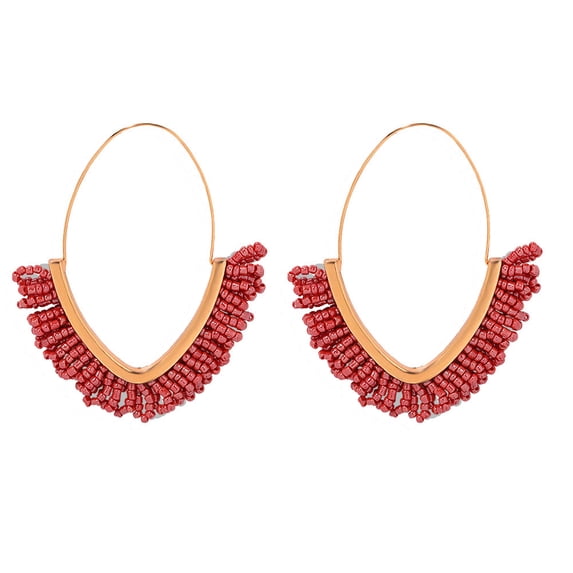 Opolski Women Hook Dangle Earring Bohemian Women Beads Tassel Geometric Dangle Hook Earrings Holiday Jewelry Gift