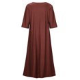 thumbnail image 5 of Maxi Dress for Women Half Sleeve V-Neck Trendy Printing Long Dress Summer Casual Loose Pleated Flowy T Shirts Dress, 5 of 7