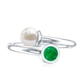 thumbnail image 5 of Rosec Jewels Freshwater Pearl Emerald Toi Et Moi Promise Ring - Ready to Gift with Jewelry Box, 925 Sterling Silver, US 4.00, 5 of 9