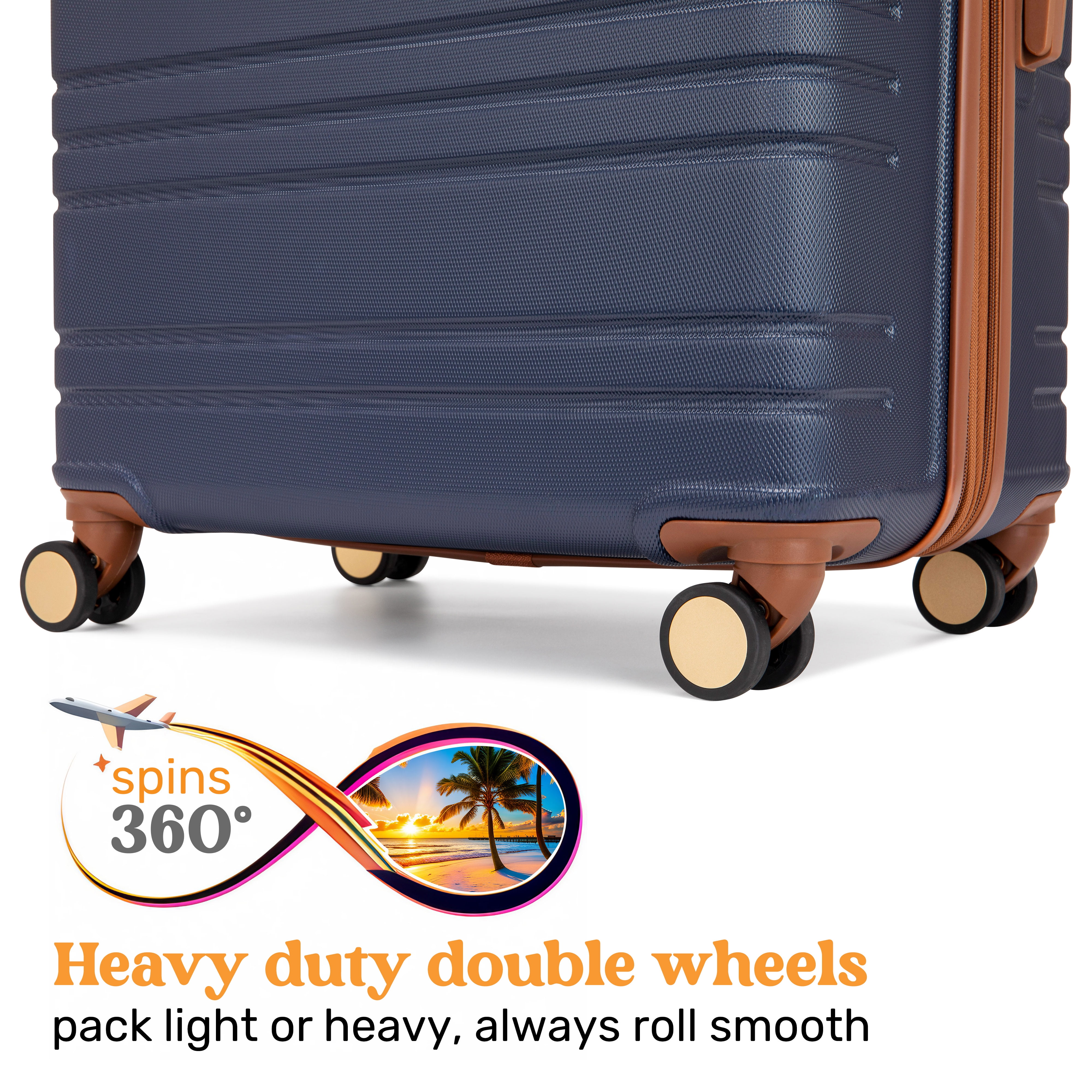 Miami CarryOn Brickell 3 Piece Expandable Retro Spinner Luggage Set (Navy)