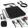 thumbnail image 1 of Laptop DVD Player USB C 3.0 Portable CD/DVD Burner with SD/TF Card Slot & 4 USB Ports Compatible with Mac, Windows, Linux, 8-in-1 Hub, 5Gbps High-Speed Transfers (1pc), 1 of 3